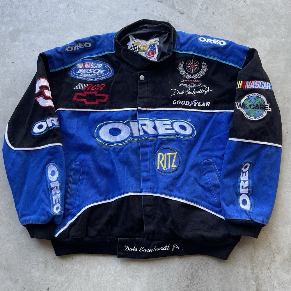 Vintage Jeff Hamilton XL Oreo‎ NASCAR Racing Jacket Dale Earnhardt Drivers Line